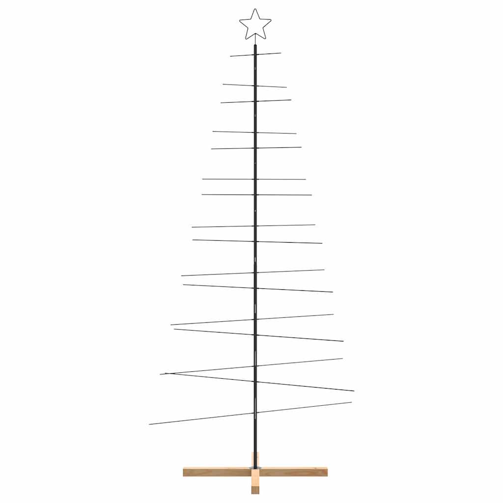 Kerstdecoratie Kerstboom Met Houten Basis Metaal Zwart 210 cm