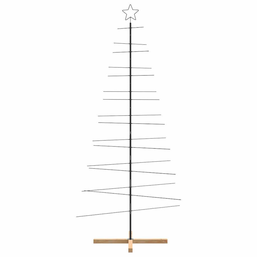 Kerstdecoratie Kerstboom Met Houten Basis Metaal Zwart 210 cm