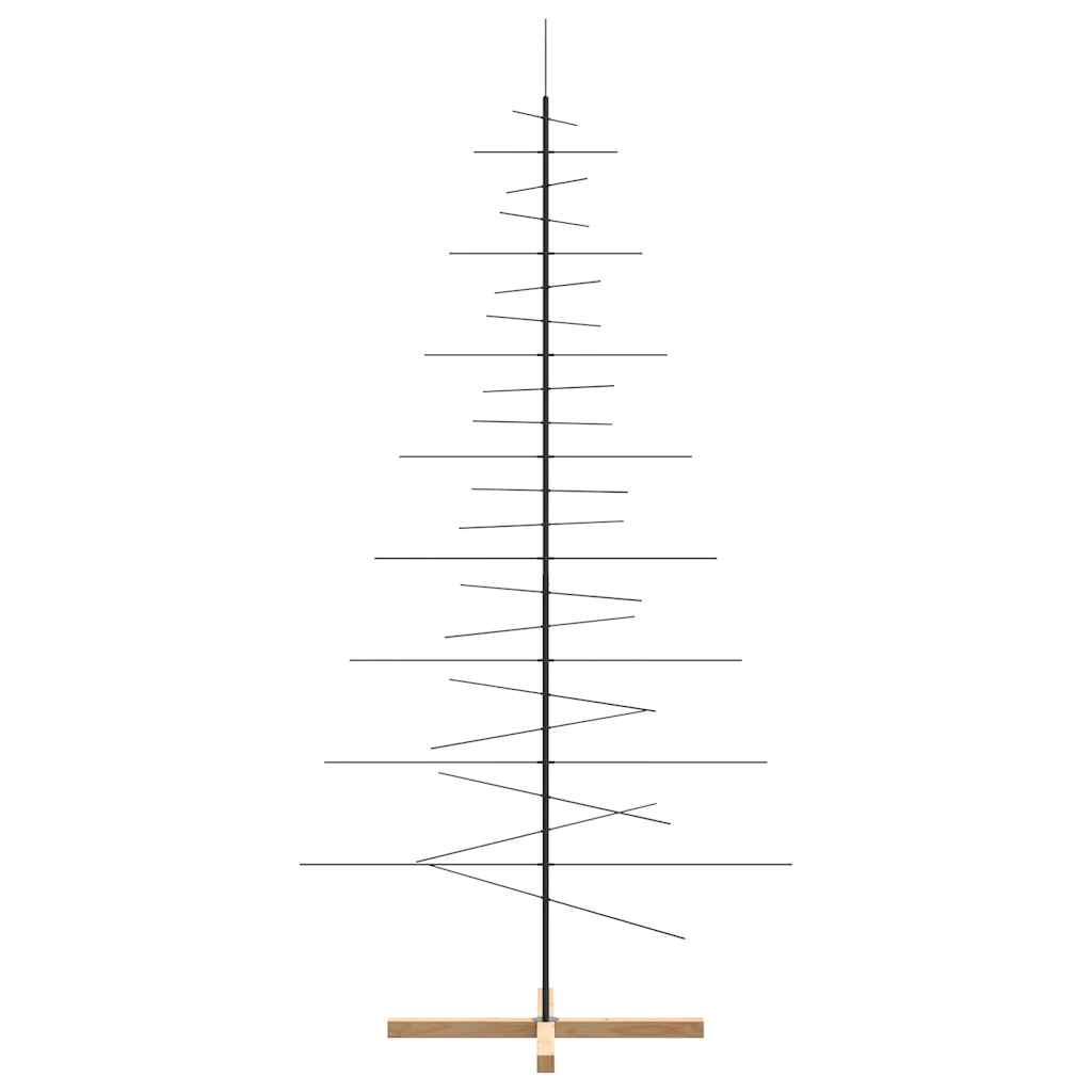 Kerstdecoratie Kerstboom Met Houten Basis Metaal Zwart 210 cm