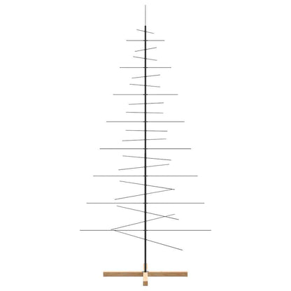 Kerstdecoratie Kerstboom Met Houten Basis Metaal Zwart 210 cm