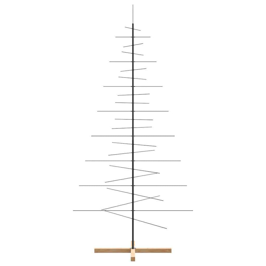Kerstdecoratie Kerstboom Met Houten Basis Metaal Zwart 210 cm