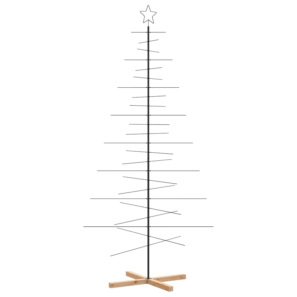 Kerstdecoratie Kerstboom Met Houten Basis Metaal Zwart 210 cm