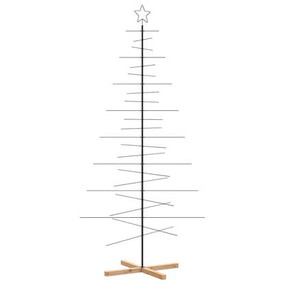 Kerstdecoratie Kerstboom Met Houten Basis Metaal Zwart 210 cm