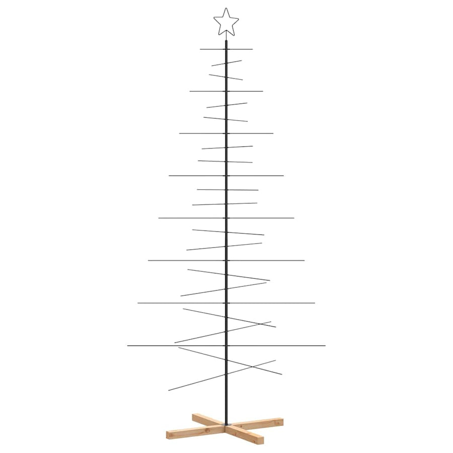 Kerstdecoratie Kerstboom Met Houten Basis Metaal Zwart 210 cm