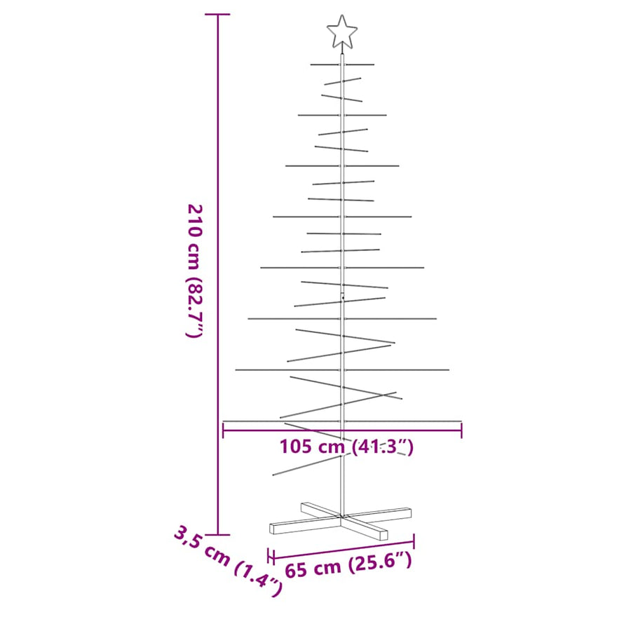Kerstdecoratie Kerstboom Met Houten Basis Metaal Zwart 210 cm