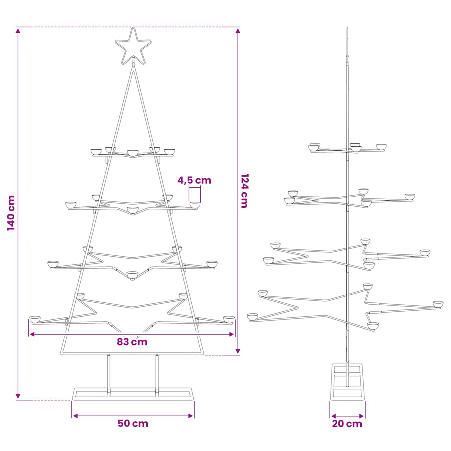 Kerstdecoratie kerstboom 140 cm metaal zwart