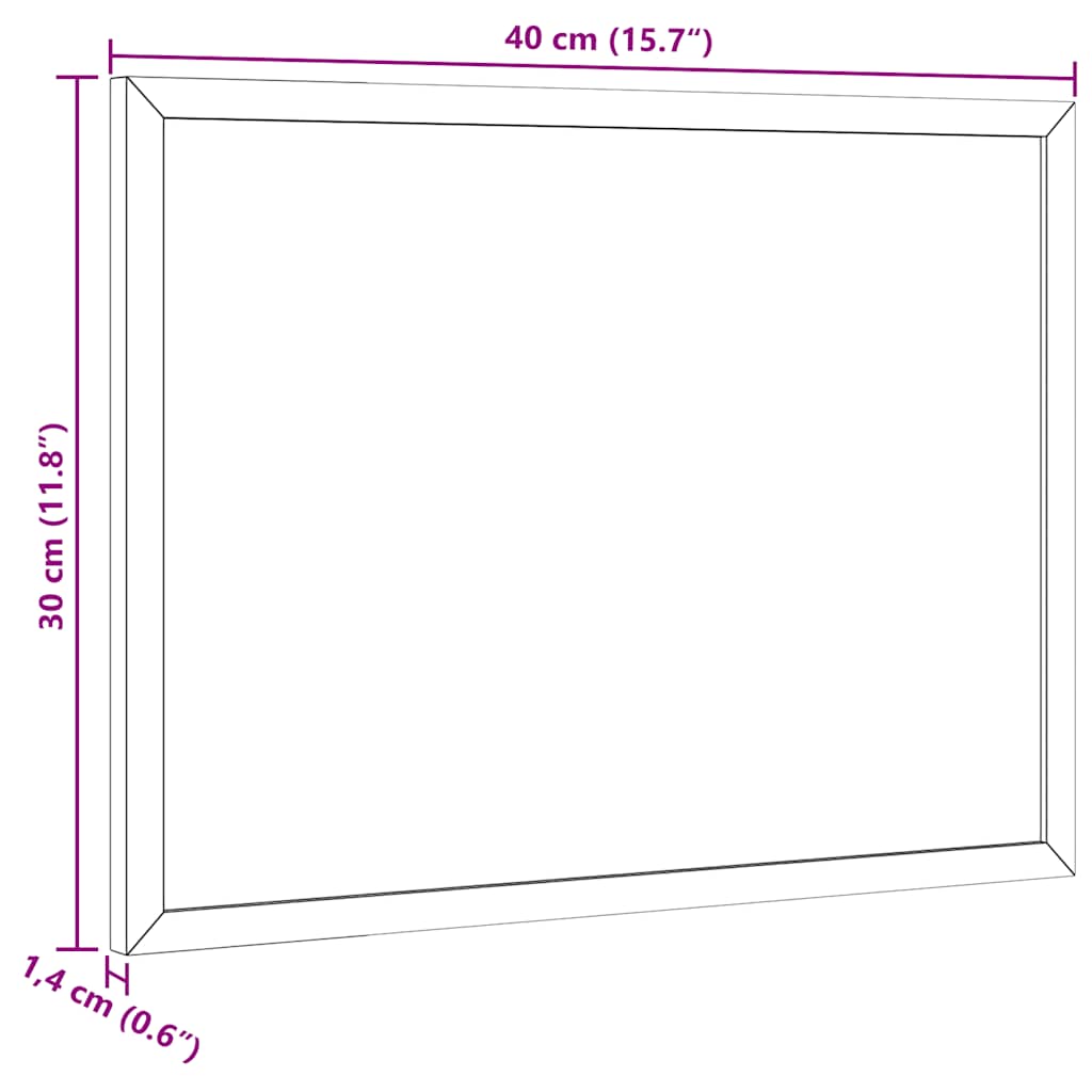 Magnetisch whiteboard met massief grenenhouten frame 40x30 cm