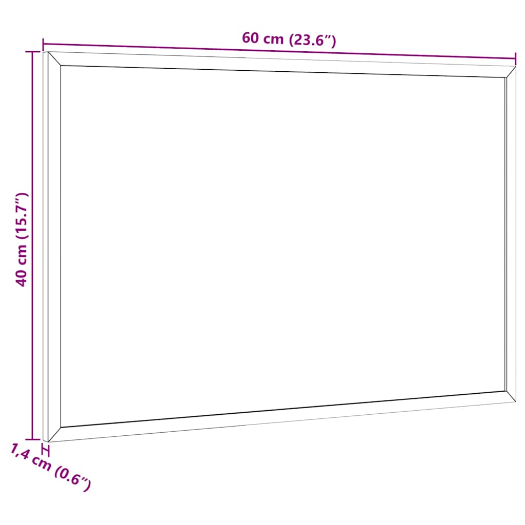 Magnetisch whiteboard met massief grenenhouten frame 60x40 cm