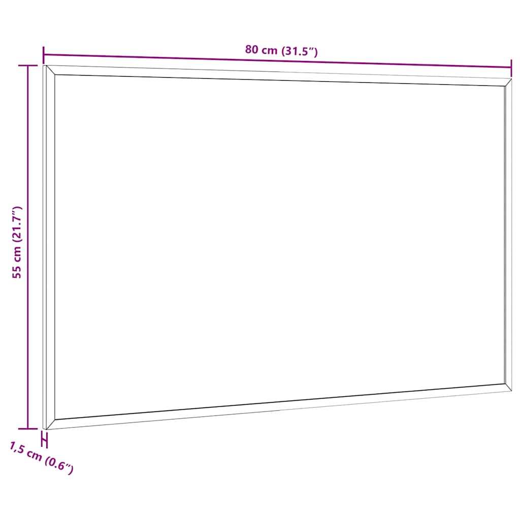 Magnetisch whiteboard met massief grenenhouten frame 80x55 cm
