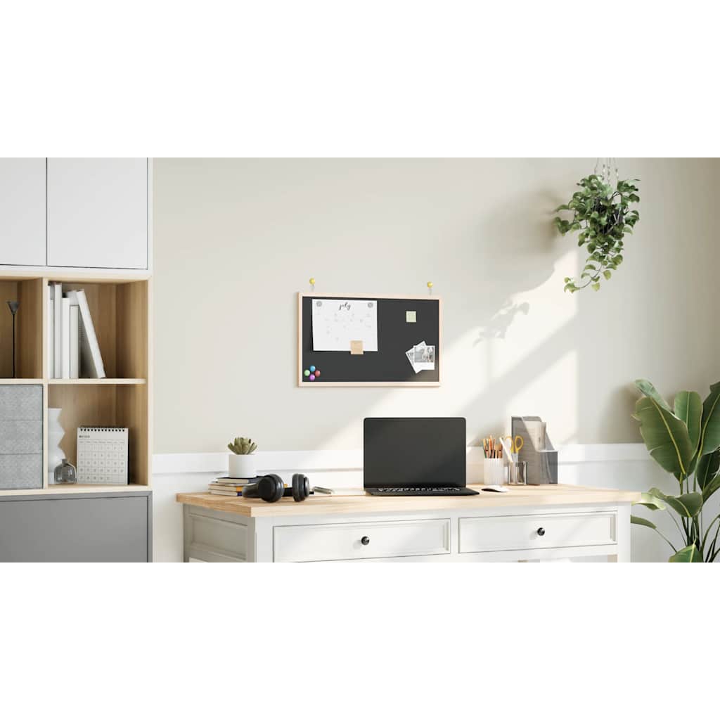Krijtbord met massief grenenhouten frame 60x40 cm zwart