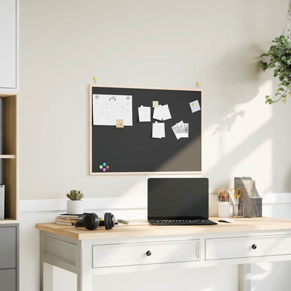 Krijtbord met massief grenenhouten lijst 80x55 cm zwart