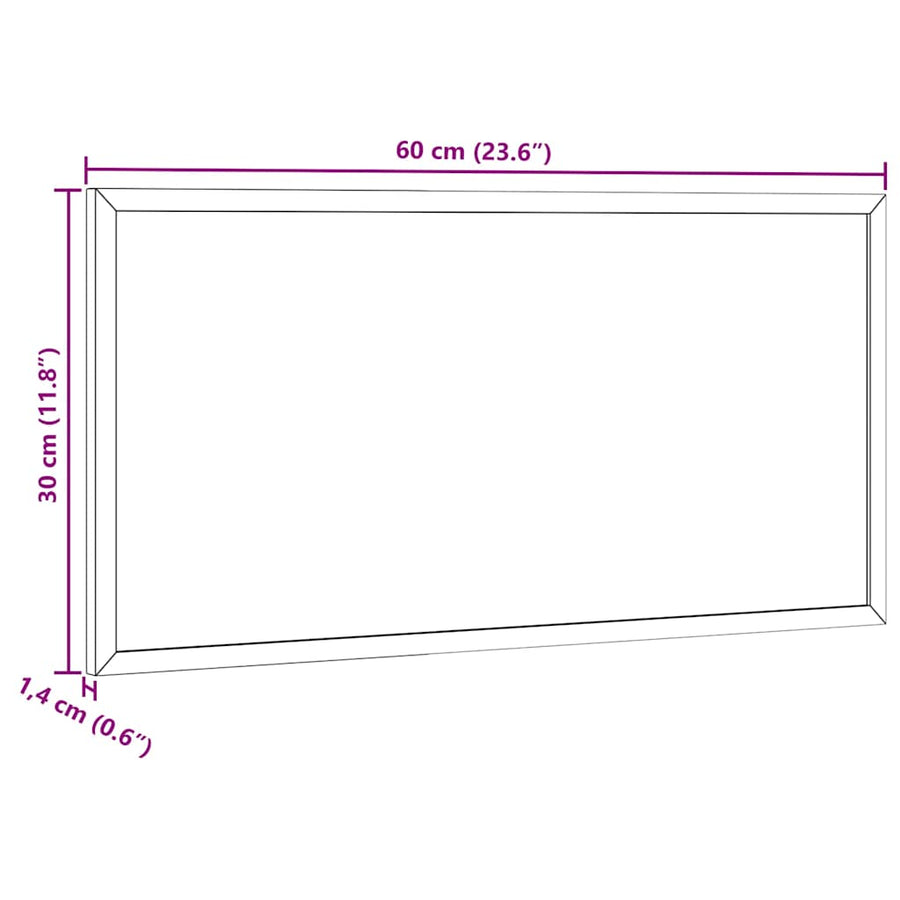 Bord in kurk met massief grenenhouten frame 60x30 cm