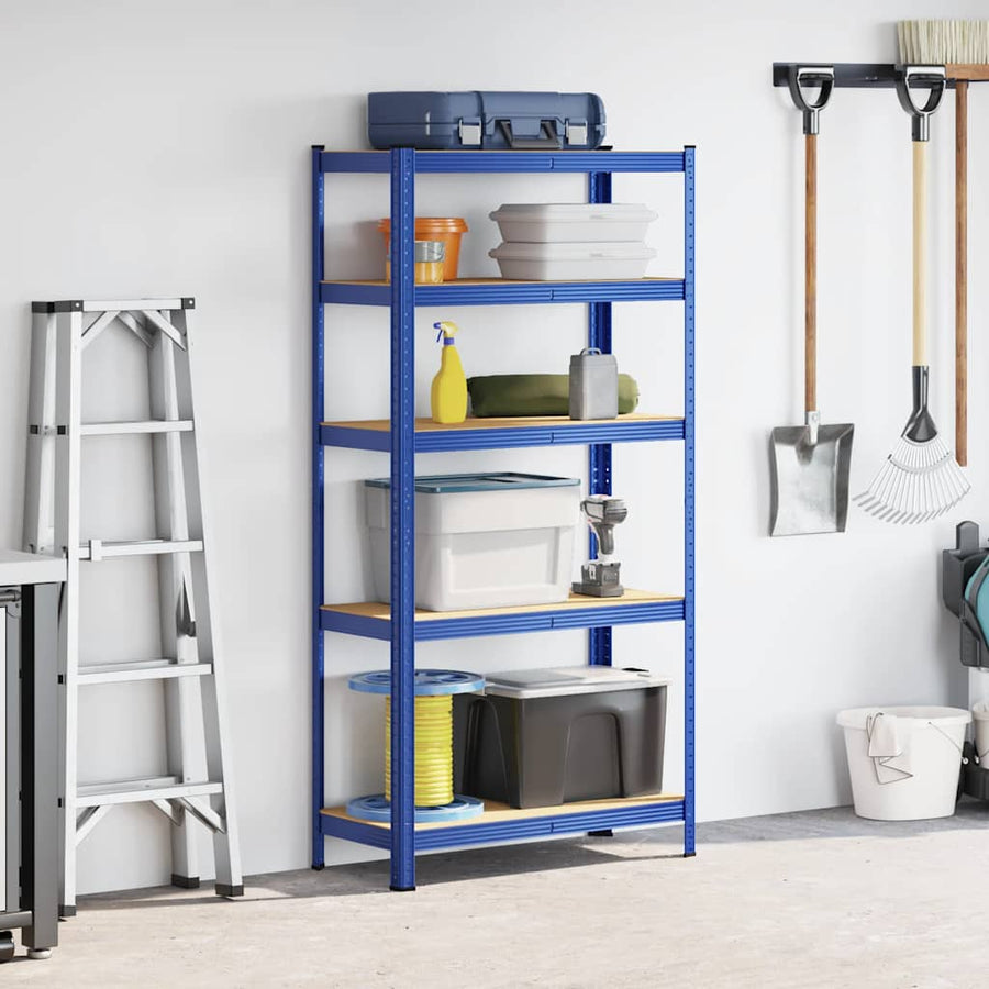 Opbergrek 5-laags staal & bewerkt hout blauw