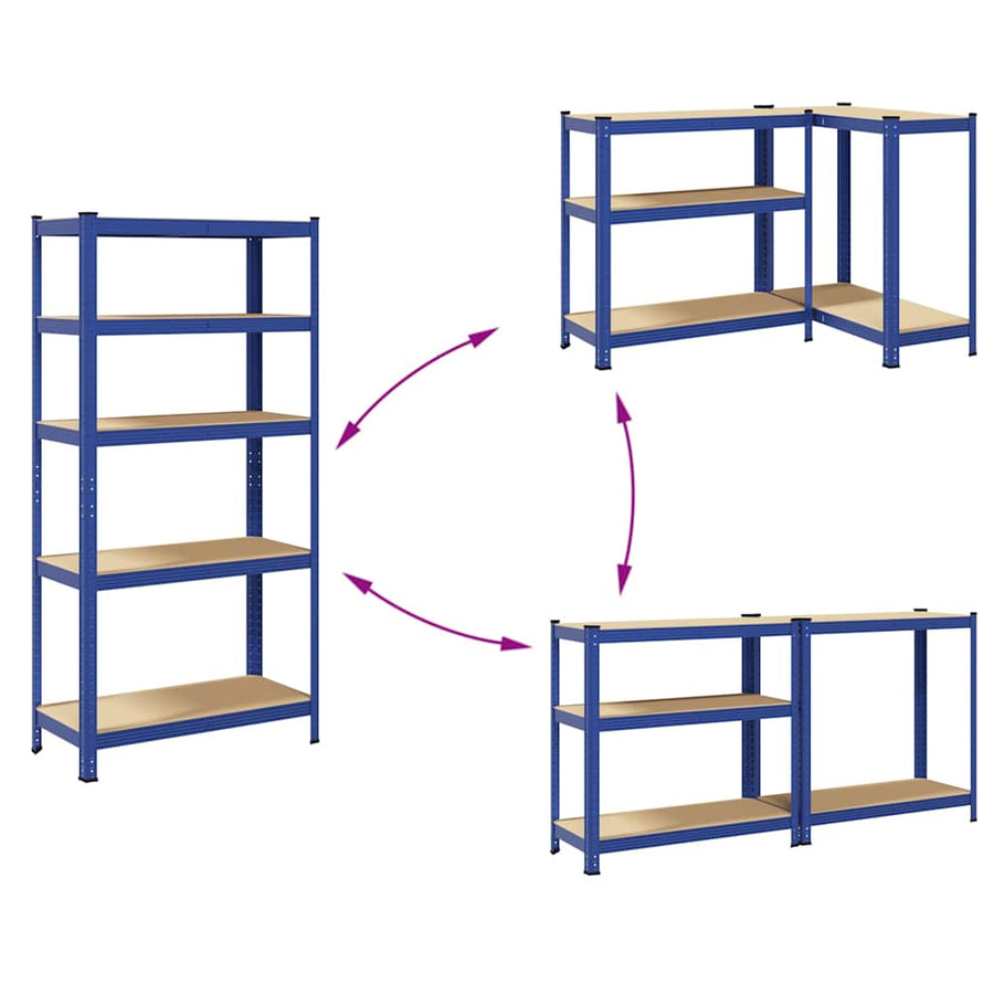 Opbergrek 5-laags staal & bewerkt hout blauw