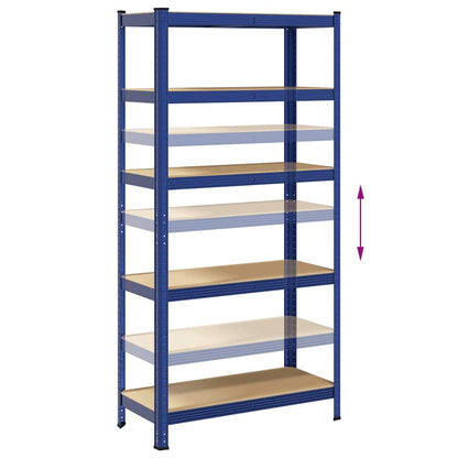 Opbergrek 5-laags staal & bewerkt hout blauw
