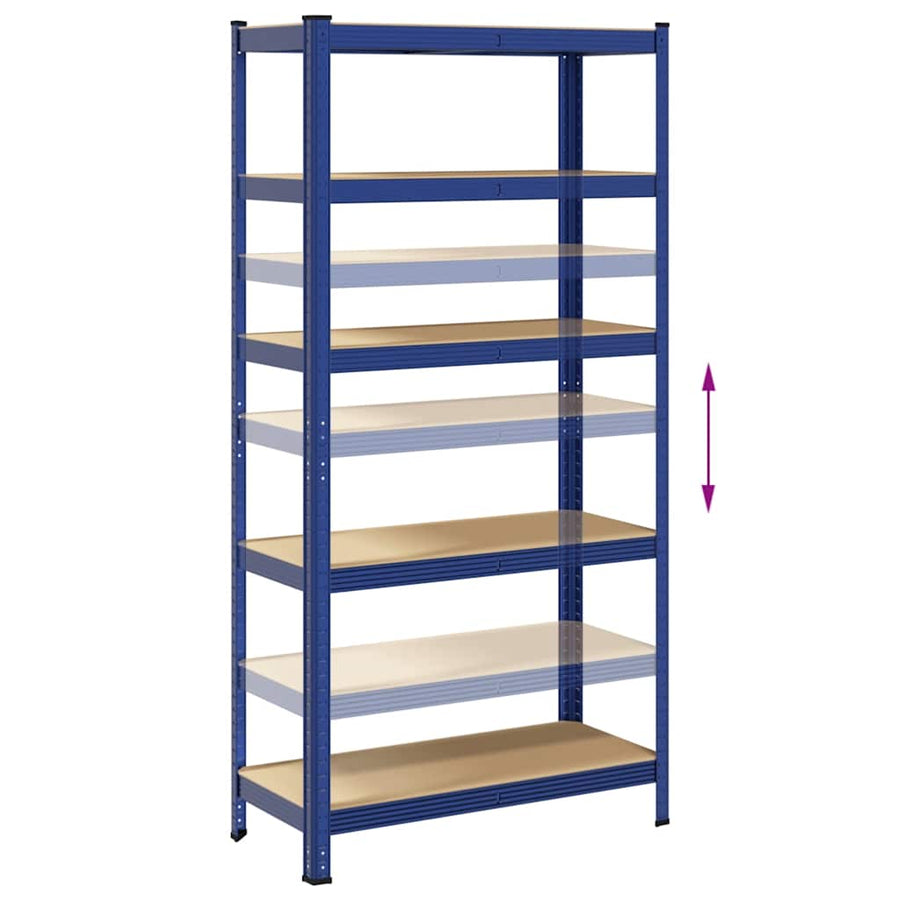 Opbergrek 5-laags staal & bewerkt hout blauw