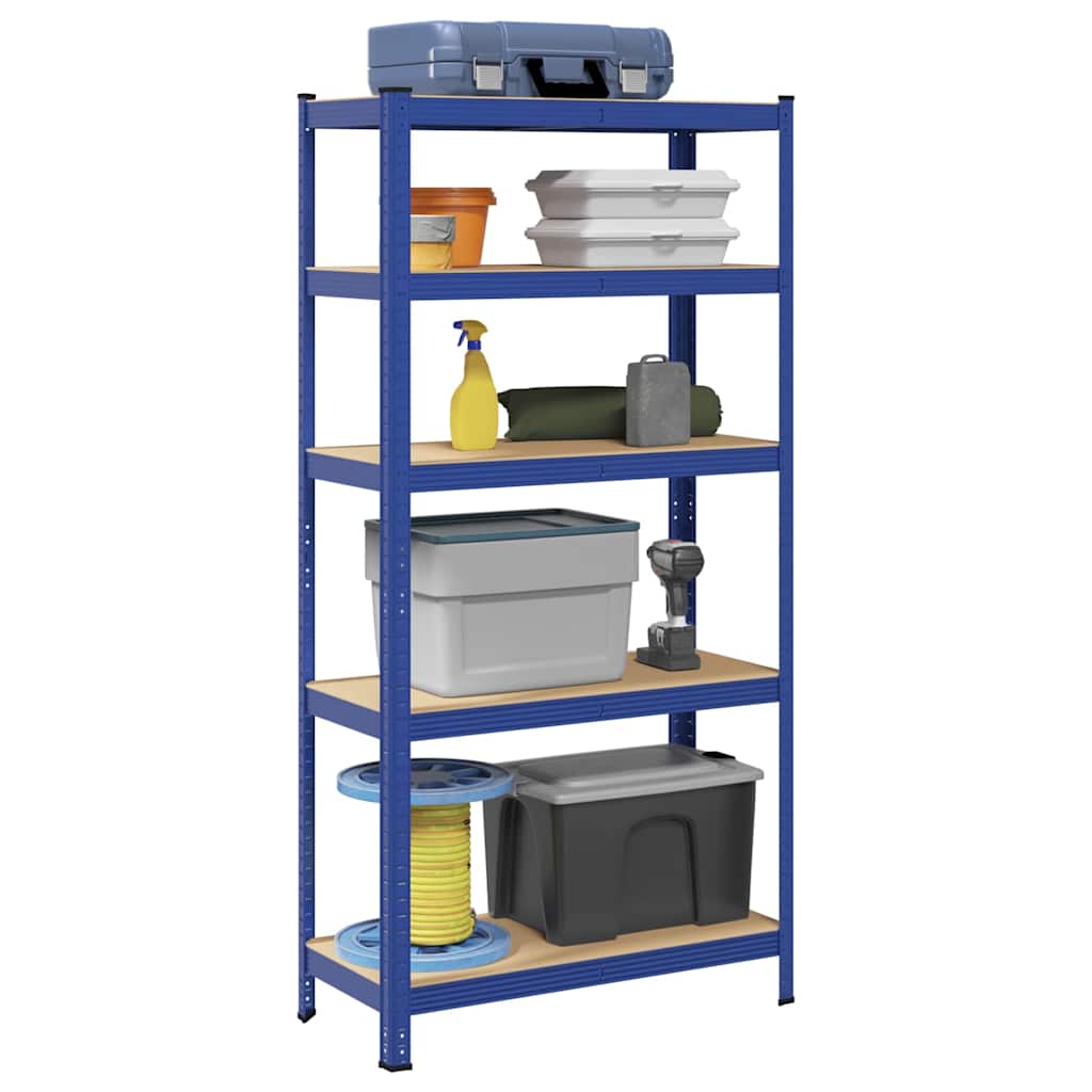 Opbergrek 5-laags staal & bewerkt hout blauw