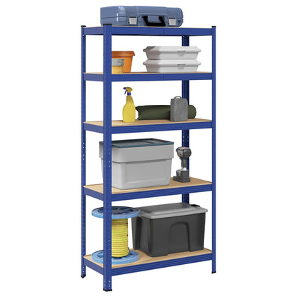 Opbergrek 5-laags staal & bewerkt hout blauw