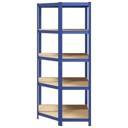 Hoekrek 5-Laags Staal En Bewerkt Hout Blauw 1 90 x 90 x 198 cm