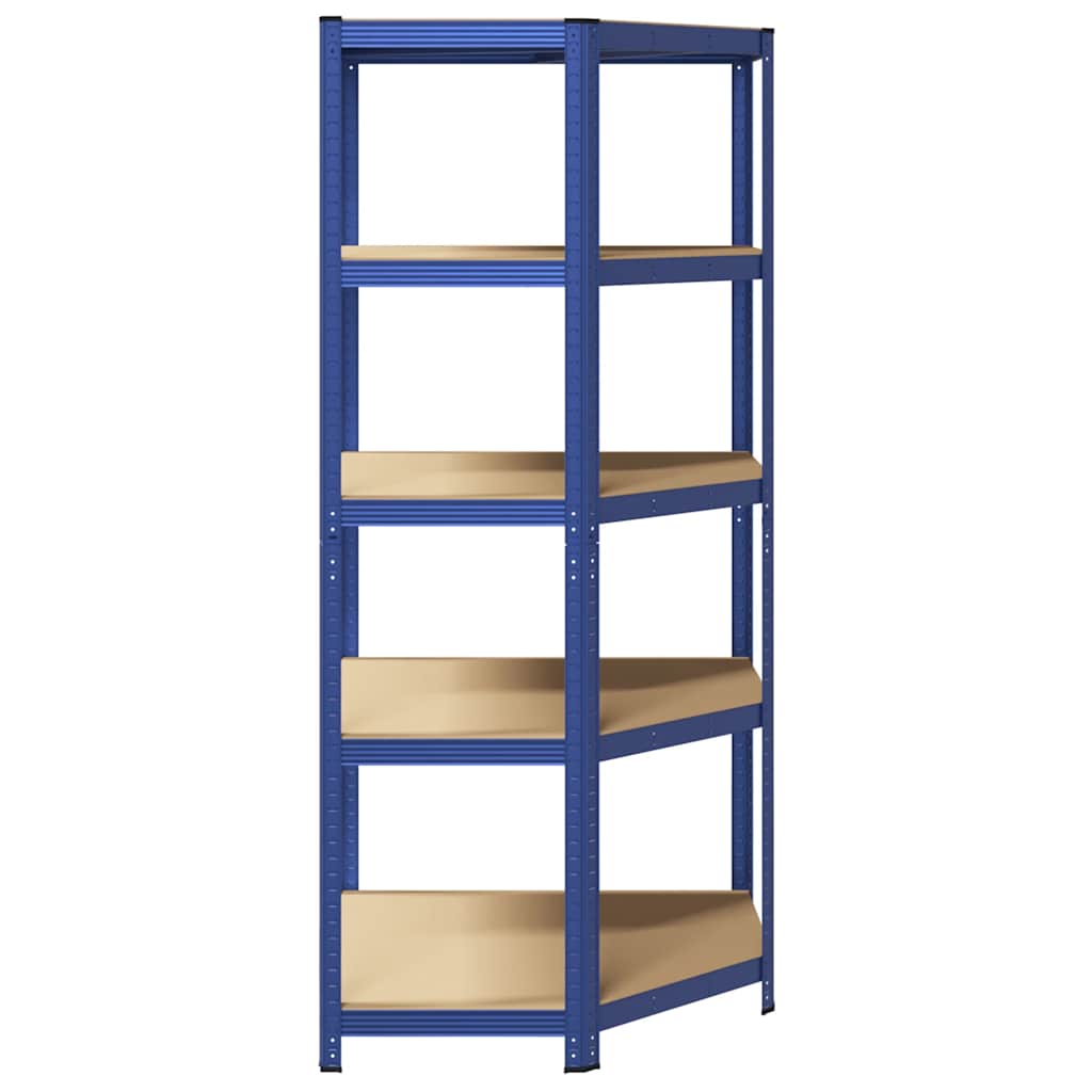 Hoekrek 5-Laags Staal En Bewerkt Hout Blauw 1 90 x 90 x 198 cm