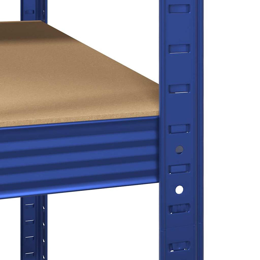 Hoekrek 5-Laags Staal En Bewerkt Hout Blauw 1 90 x 90 x 198 cm