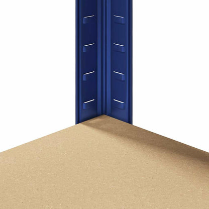 Hoekrek 5-Laags Staal En Bewerkt Hout Blauw 1 90 x 90 x 198 cm