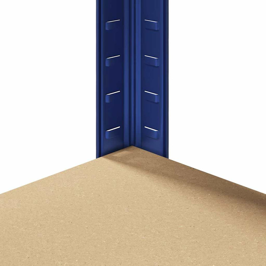 Hoekrek 5-Laags Staal En Bewerkt Hout Blauw 1 90 x 90 x 198 cm