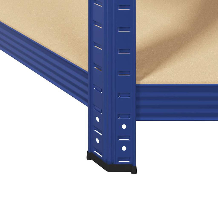 Hoekrek 5-Laags Staal En Bewerkt Hout Blauw 1 90 x 90 x 198 cm