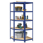 Hoekrek 5-laags 90x90x198 cm staal bewerkt hout blauw