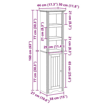 Badkamerkast BODO 44x30x160 cm wit en bruin