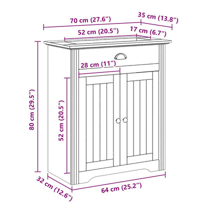 Wastafelkast BODO 70x35x80 cm wit