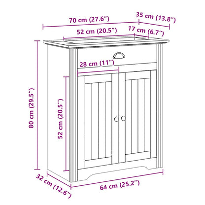 Wastafelkast BODO 70x35x80 cm wit en bruin