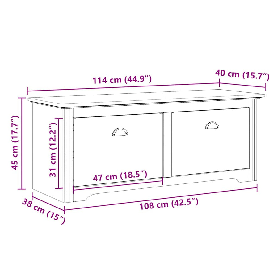 Gangbank BODO 114x40x45 cm wit