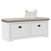 Halbank 114x40x45 cm massief grenenhout wit bruin