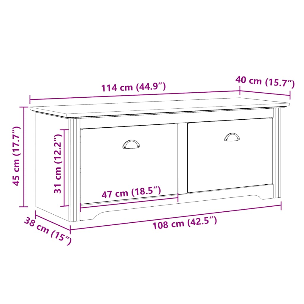 Gangbank BODO 114x40x45 cm grijs