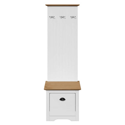 Gangkast met haken BODO 50x40x157 cm wit en bruin