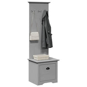Gangkast met haken 50x40x157 cm grijs massief grenenhout