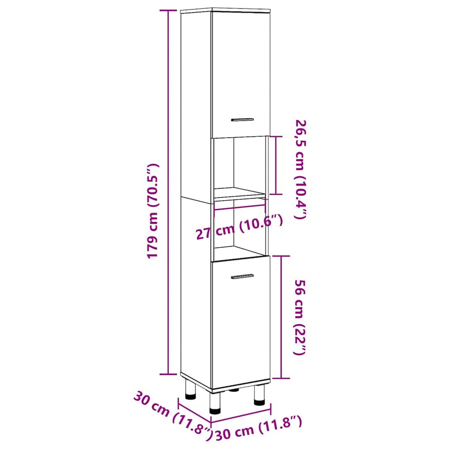 Keukentrolley BODO 72x45x80 cm wit en bruin