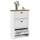 Shoe rack BODO 80x35x118 cm white and brown