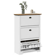 Schoenenrek 80x35x118 cm massief grenenhout wit bruin