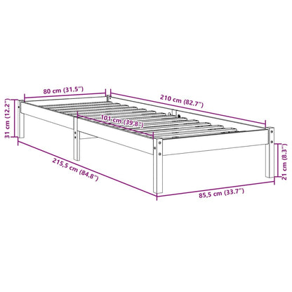 Bedframe extra lang zonder matras massief grenenhout 80x210 cm