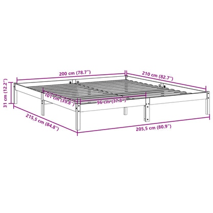 Bedframe extra lang zonder matras grenenhout wit 200x210 cm