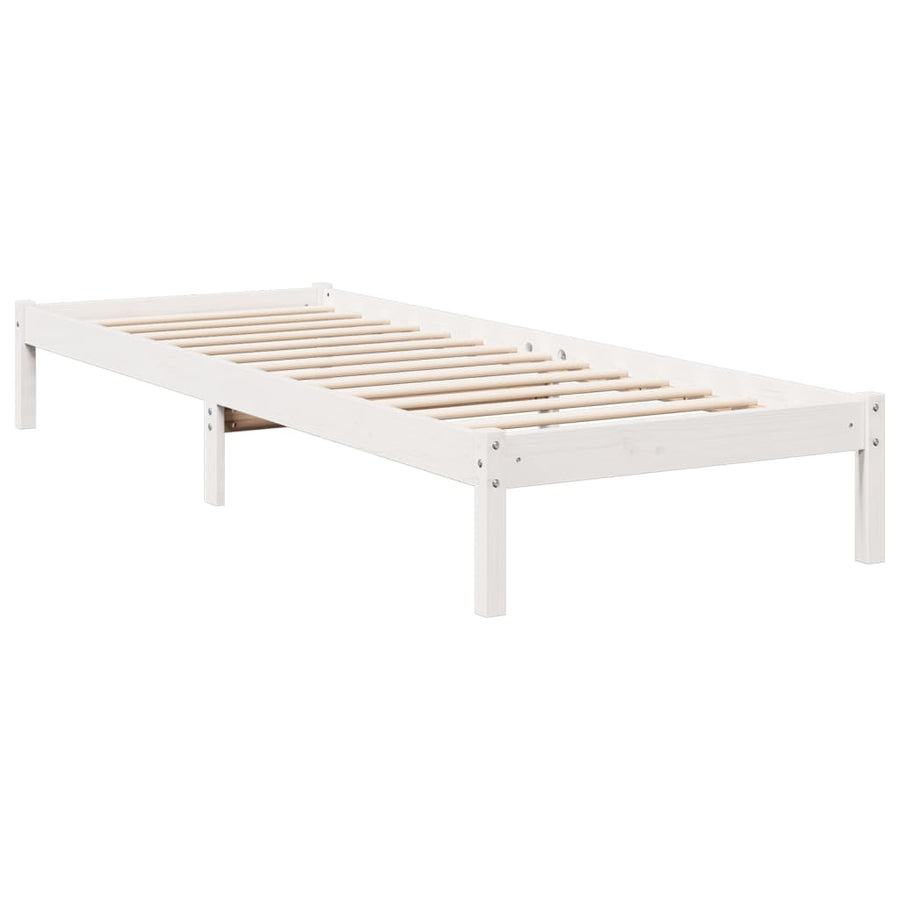 Bedframe extra lang zonder matras grenenhout wit 80x220 cm