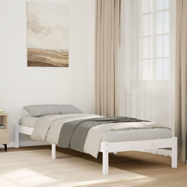 Bedframe extra lang zonder matras grenenhout wit 100x220 cm