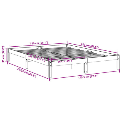 Bedframe extra lang zonder matras massief grenenhout 140x220 cm