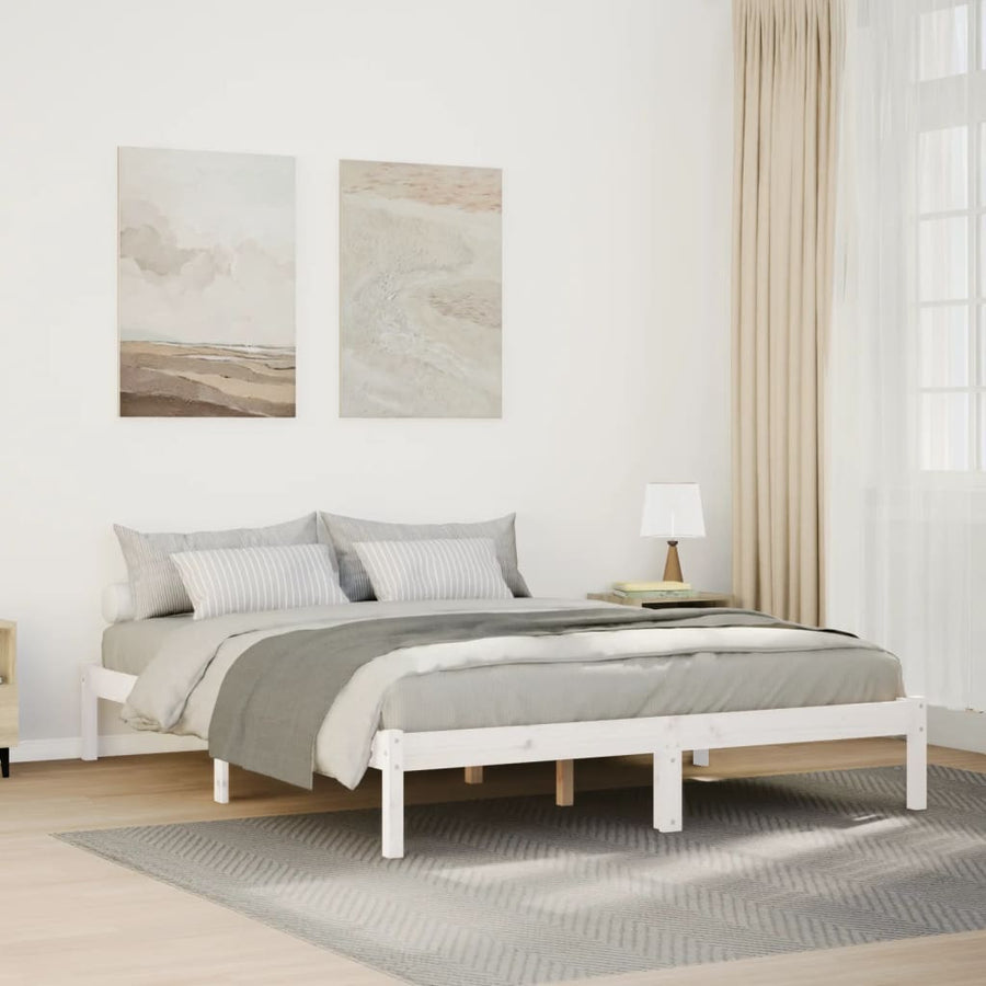 Bedframe extra lang zonder matras grenenhout wit 140x220 cm