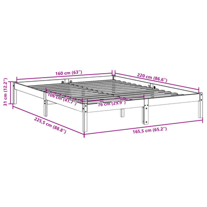 Bedframe extra lang zonder matras massief grenenhout 160x220 cm
