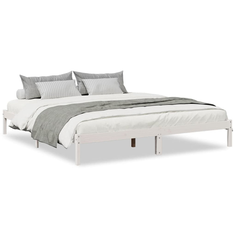 Bedframe extra lang zonder matras grenenhout wit 200x220 cm
