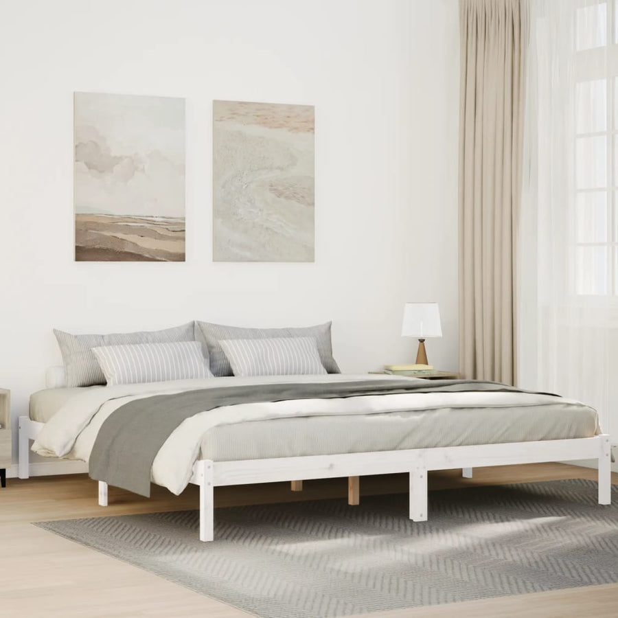 Bedframe extra lang zonder matras grenenhout wit 200x220 cm