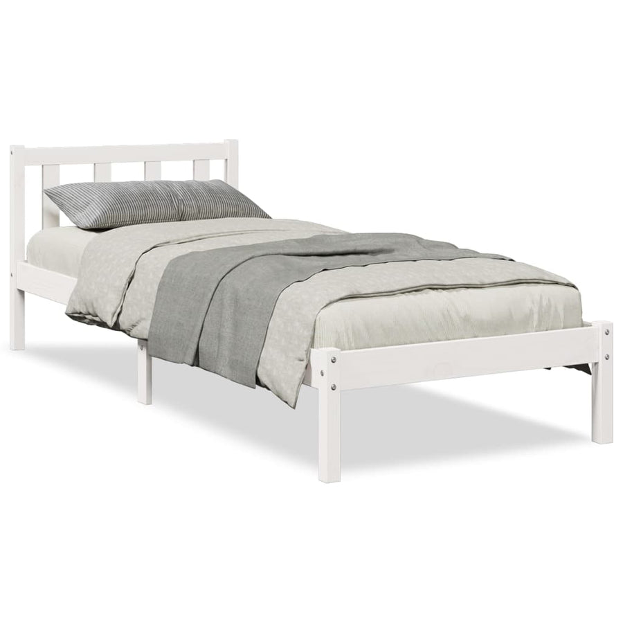 Bedframe extra lang zonder matras grenenhout wit 100x210 cm